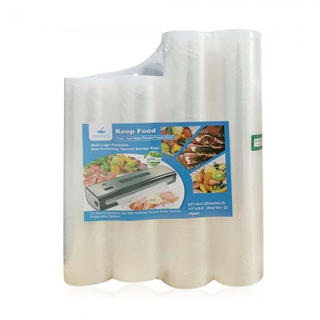 Meidong 4 Rolls Vacuum Sealer Bags for Food Saver, Thicker Heavy Duty Sous Vide Commercial Grade Bag, Fits for All Clamp Style Vacuum Sealers Machine (2 Rolls 8.7" x 16' and 2 Rolls 11" x 16')
